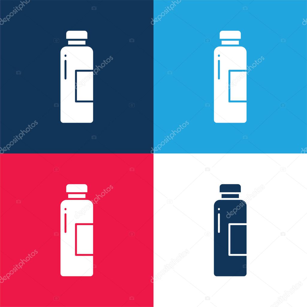 Bottle blue and red four color minimal icon set