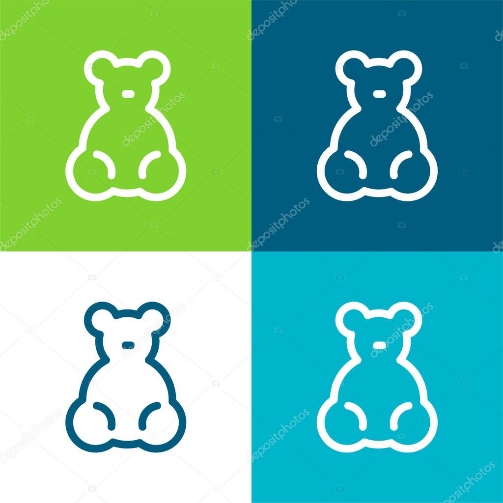 Baby Bear Toy Flat four color minimal icon set