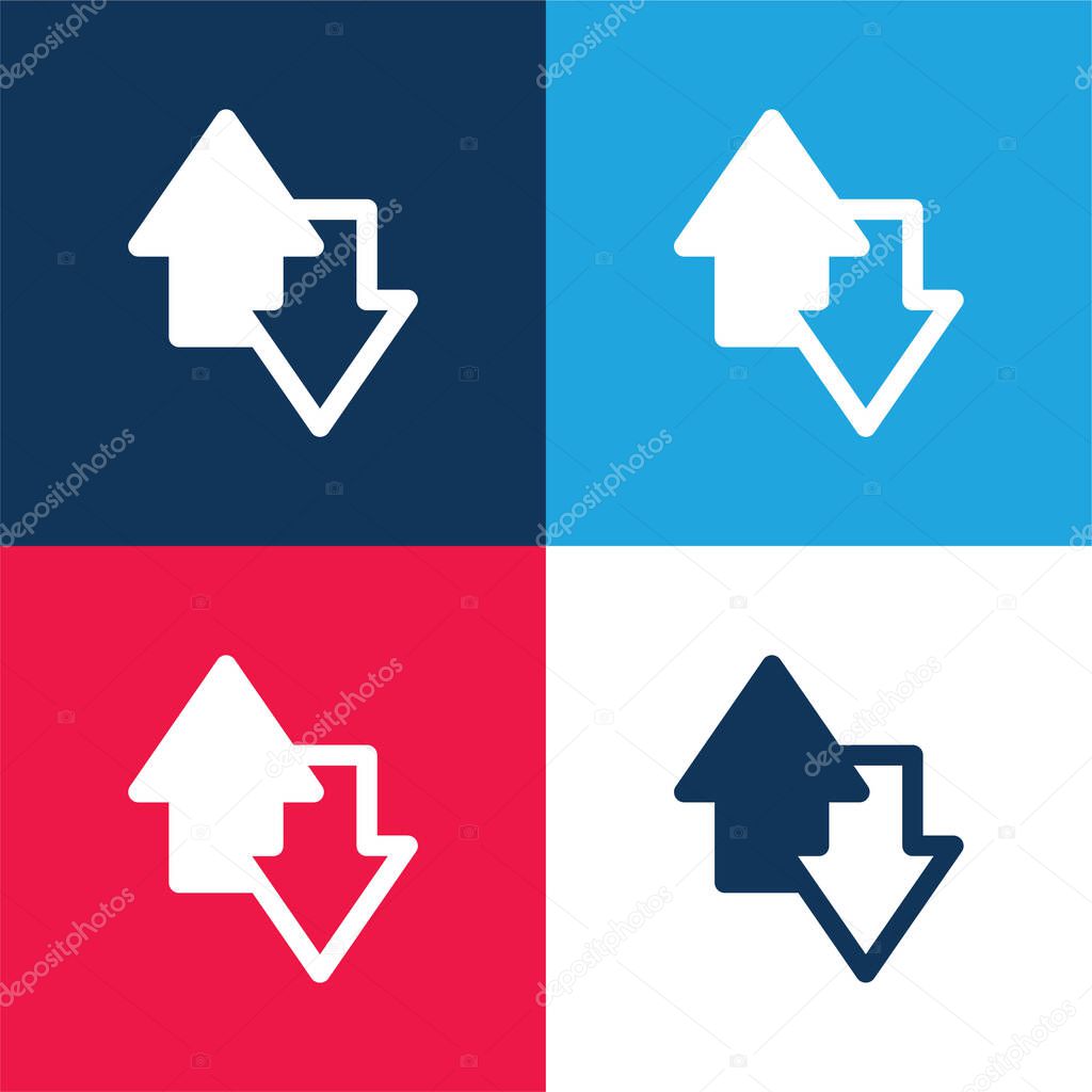 Arrows blue and red four color minimal icon set