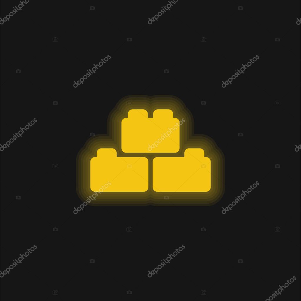 Blocks yellow glowing neon icon