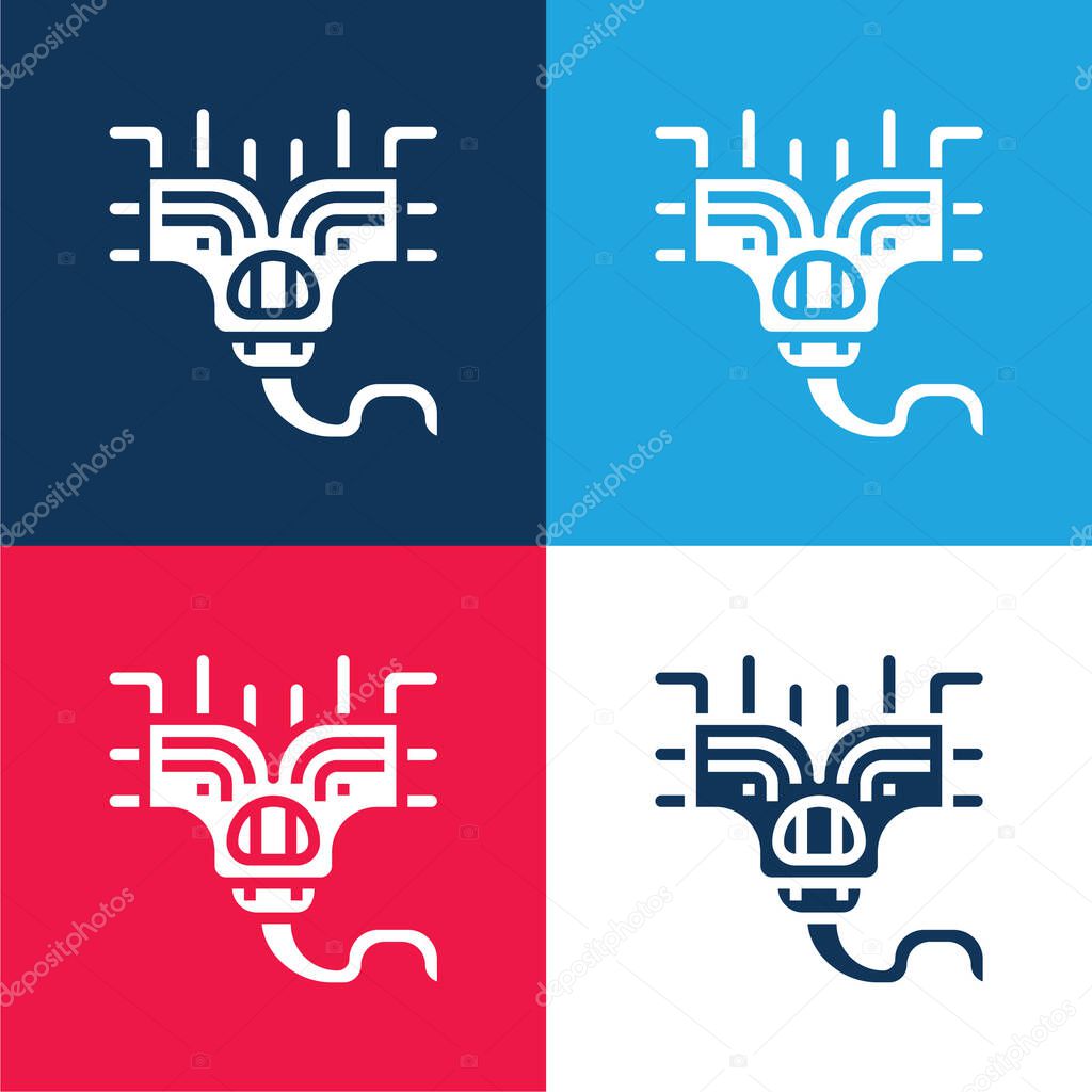 Alien blue and red four color minimal icon set