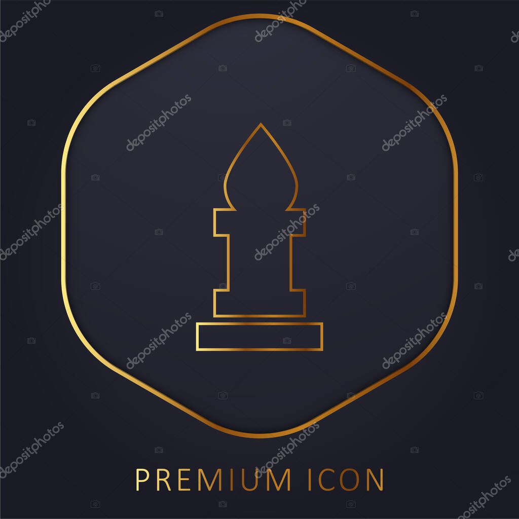 Bishop Chess Piece golden line premium logo or icon