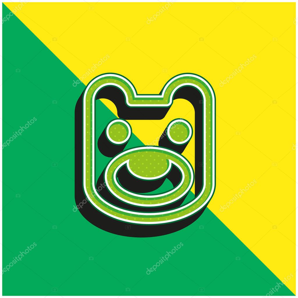 Bear Head Green and yellow modern 3d vector icon logo