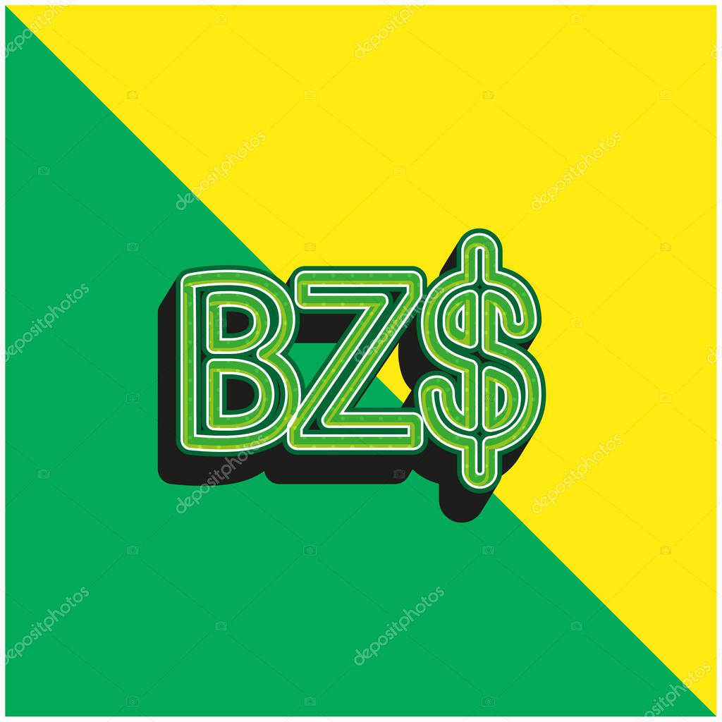 Belize Dollar Symbol Green and yellow modern 3d vector icon logo