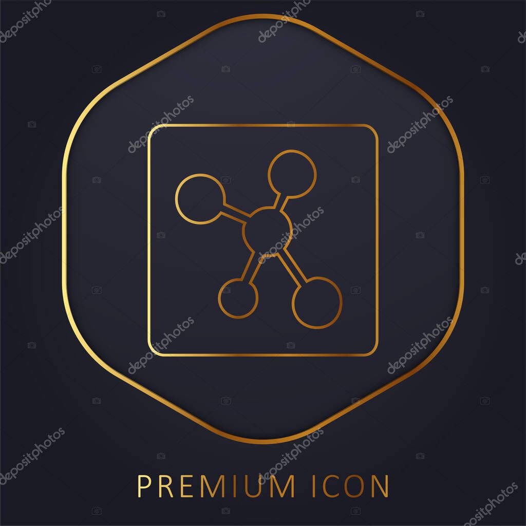 Atomic Structure golden line premium logo or icon
