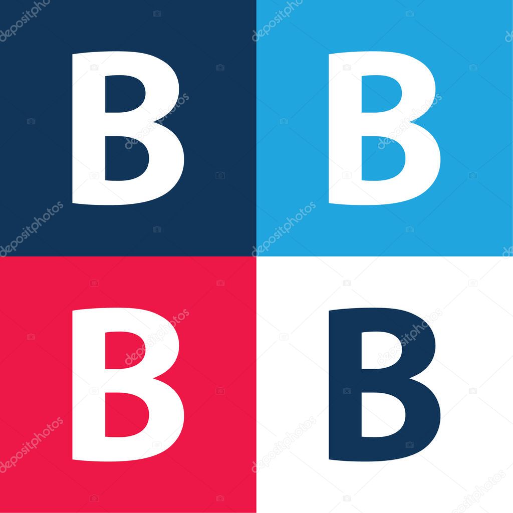 Bold Button Of Letter B Symbol blue and red four color minimal icon set