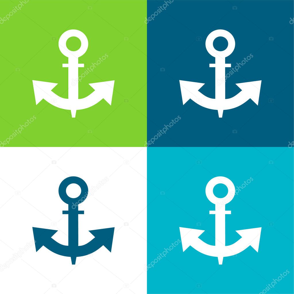 Boat Anchor Flat four color minimal icon set