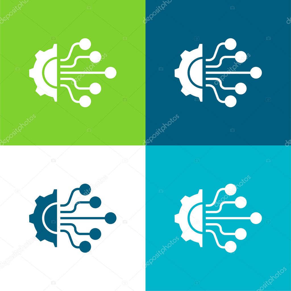 Artificial Intelligence Flat four color minimal icon set