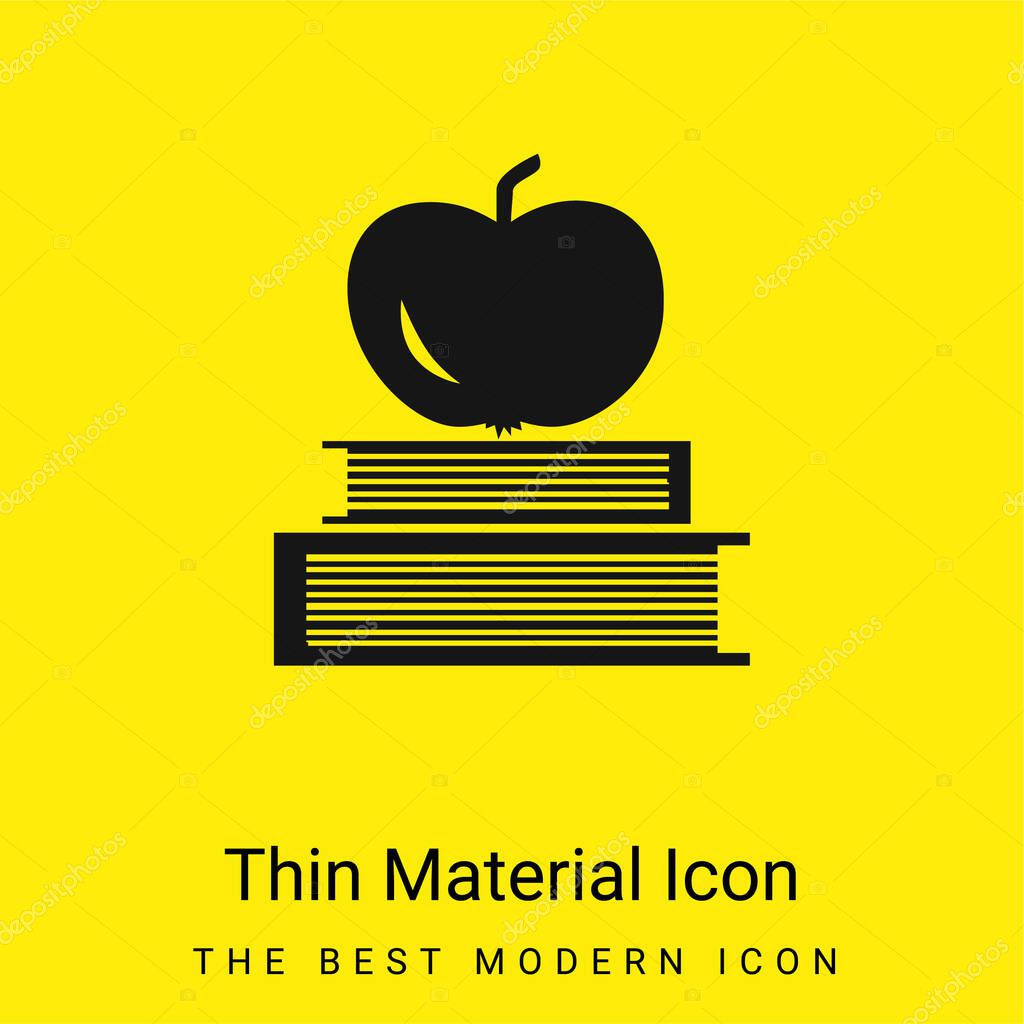 Books And Apple On Top minimal bright yellow material icon