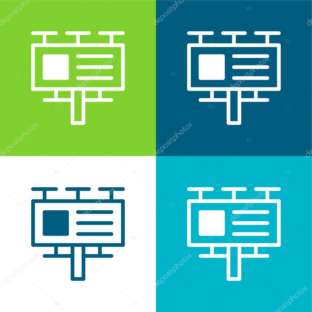 Billboard Flat four color minimal icon set