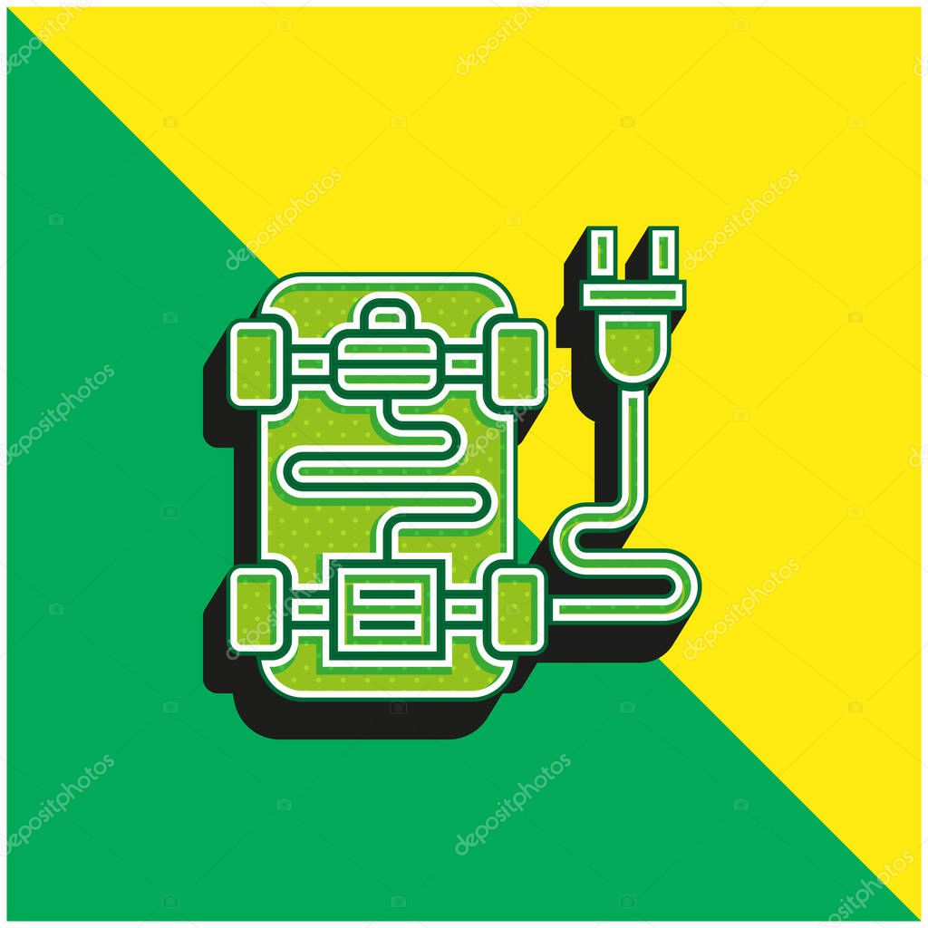 Battery Green and yellow modern 3d vector icon logo