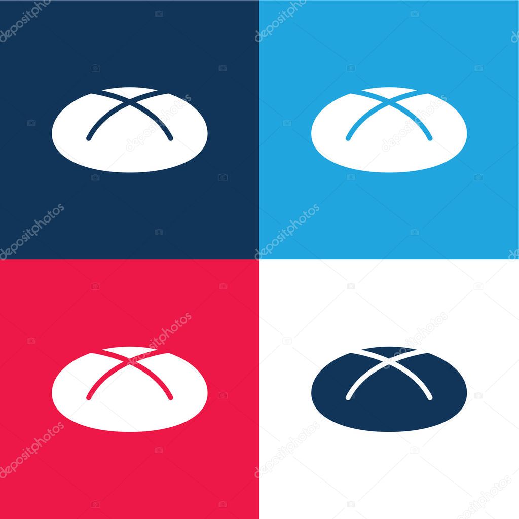 Bread blue and red four color minimal icon set