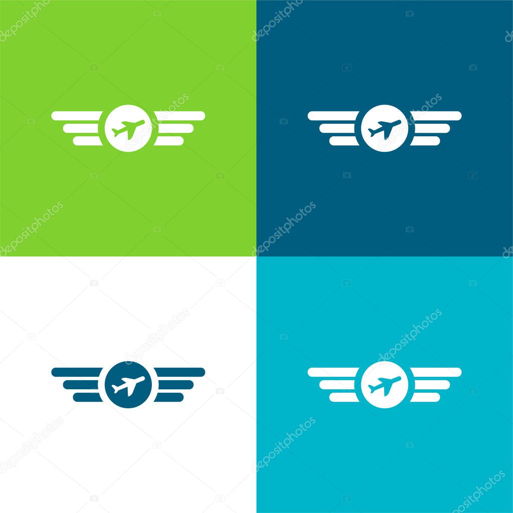 Air Company Logo Flat four color minimal icon set