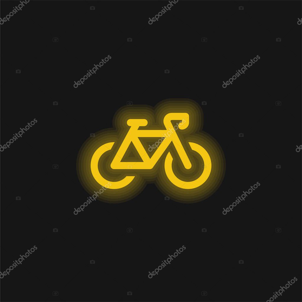 Bicycle yellow glowing neon icon