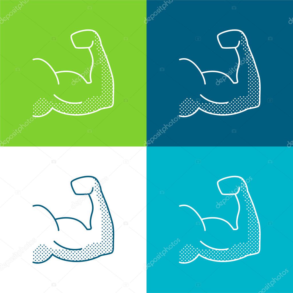 Biceps Flat four color minimal icon set