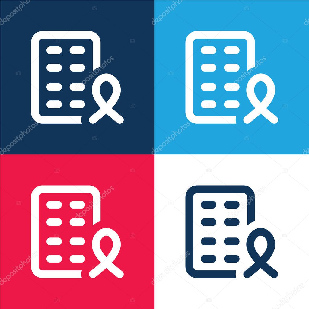 Aids blue and red four color minimal icon set