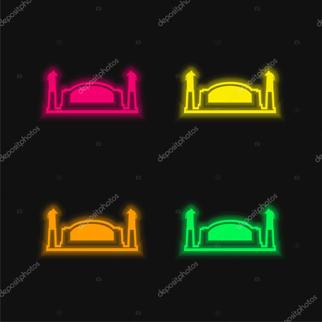 Bell Telephone Memorial, USA four color glowing neon vector icon
