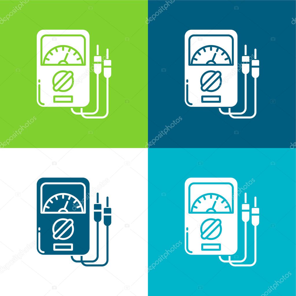 Ammeter Flat four color minimal icon set