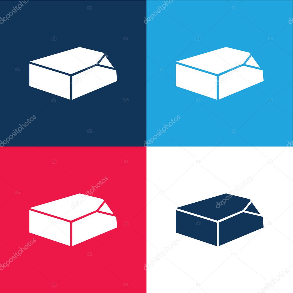 Box Organization Tool blue and red four color minimal icon set