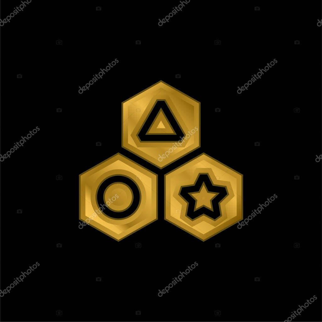 Blocks gold plated metalic icon or logo vector