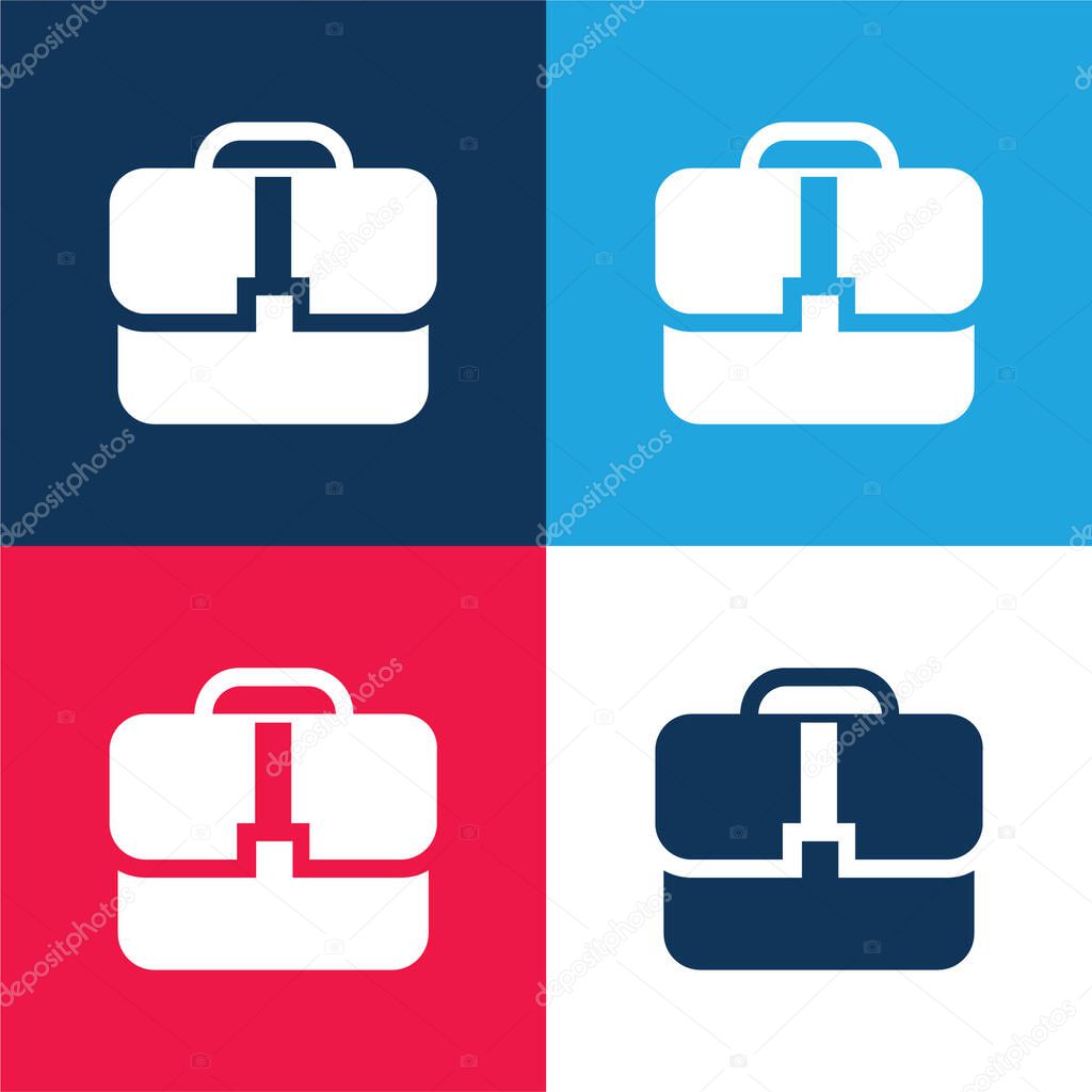 Black Handbag blue and red four color minimal icon set
