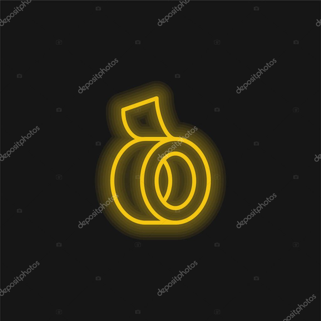 Adhesive Tape yellow glowing neon icon