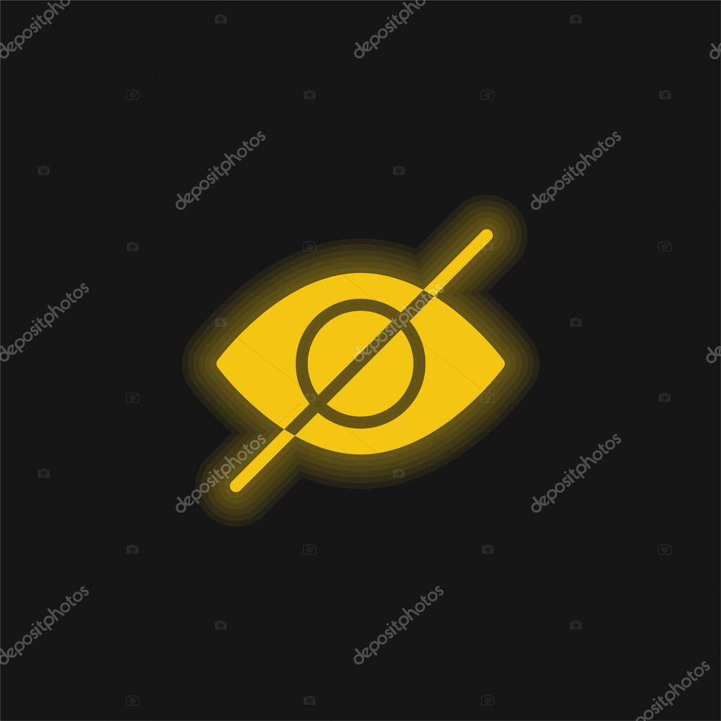 Blind yellow glowing neon icon