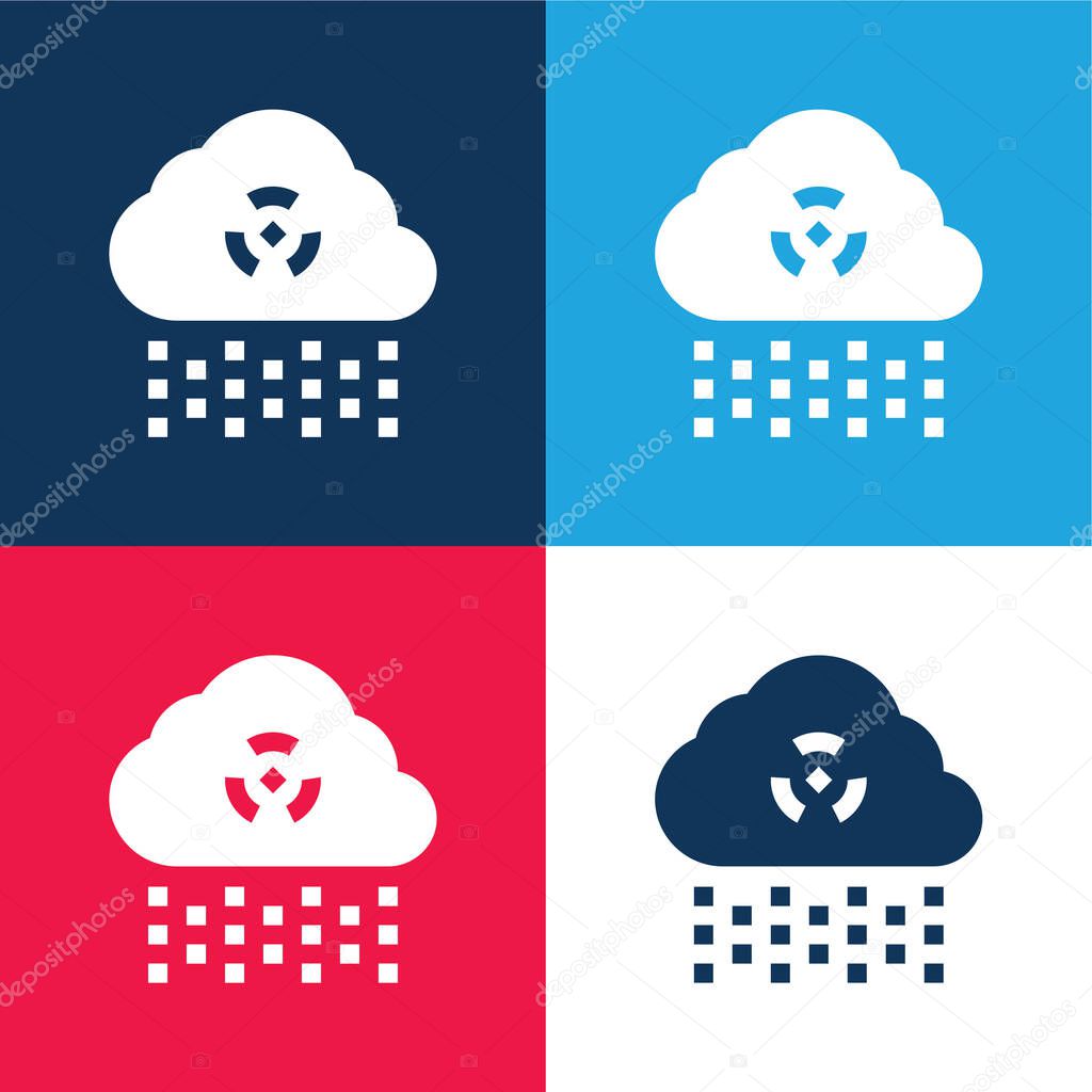 Acid Rain blue and red four color minimal icon set