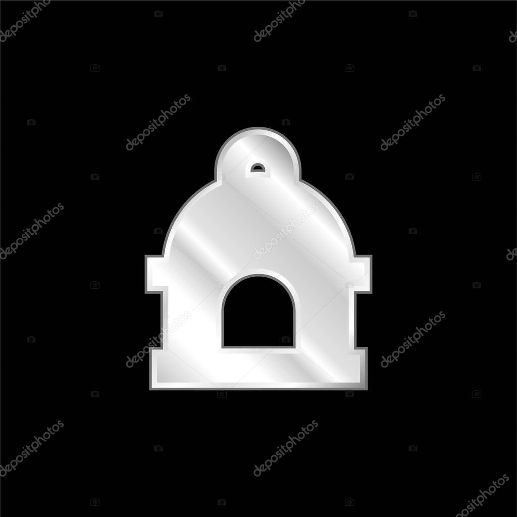 Bird House silver plated metallic icon