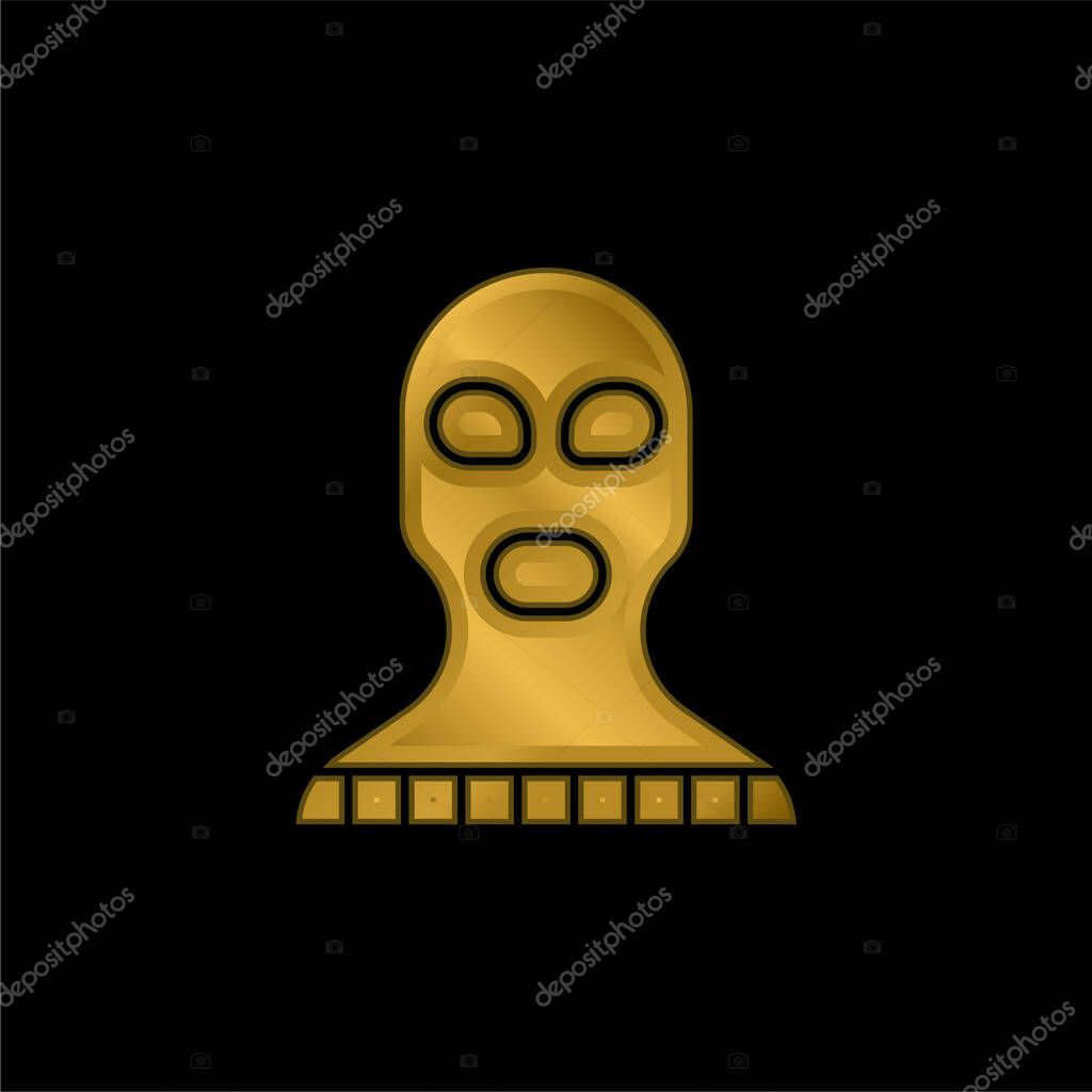 Balaclava gold plated metalic icon or logo vector