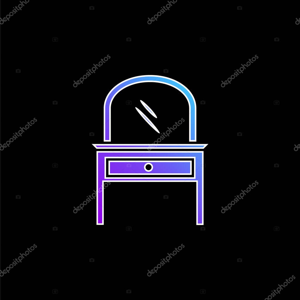 Bed Room Mirror On A Drawer Furniture blue gradient vector icon