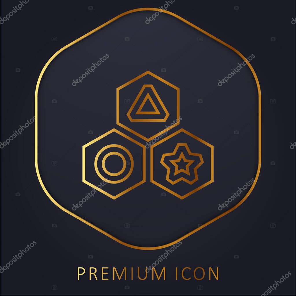 Blocks golden line premium logo or icon