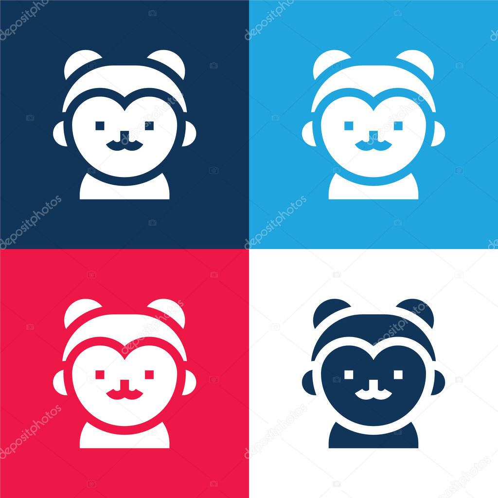 Boy blue and red four color minimal icon set