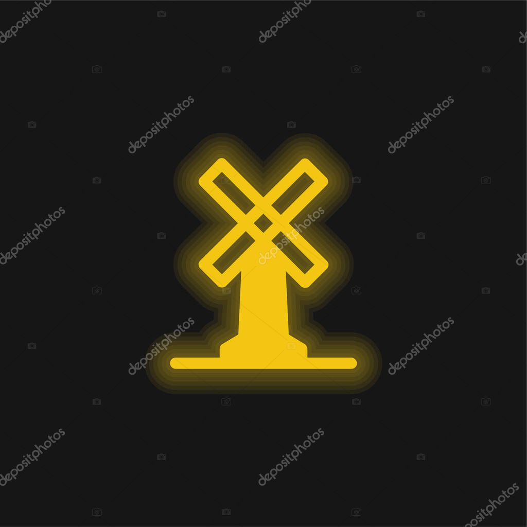 Big Windmill yellow glowing neon icon