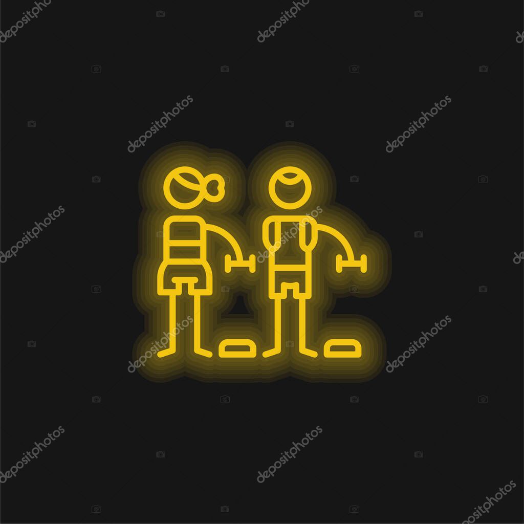 Bodypump yellow glowing neon icon
