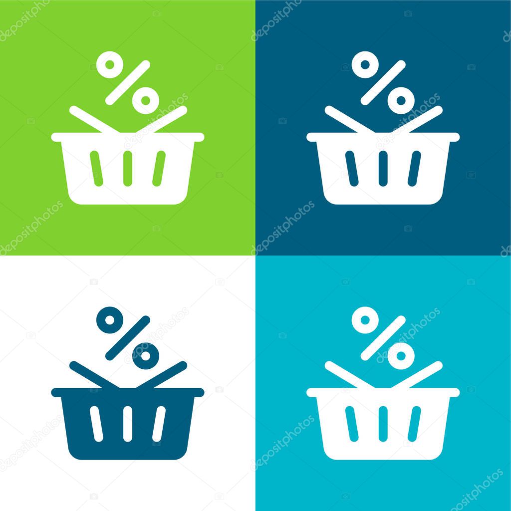 Basket Flat four color minimal icon set