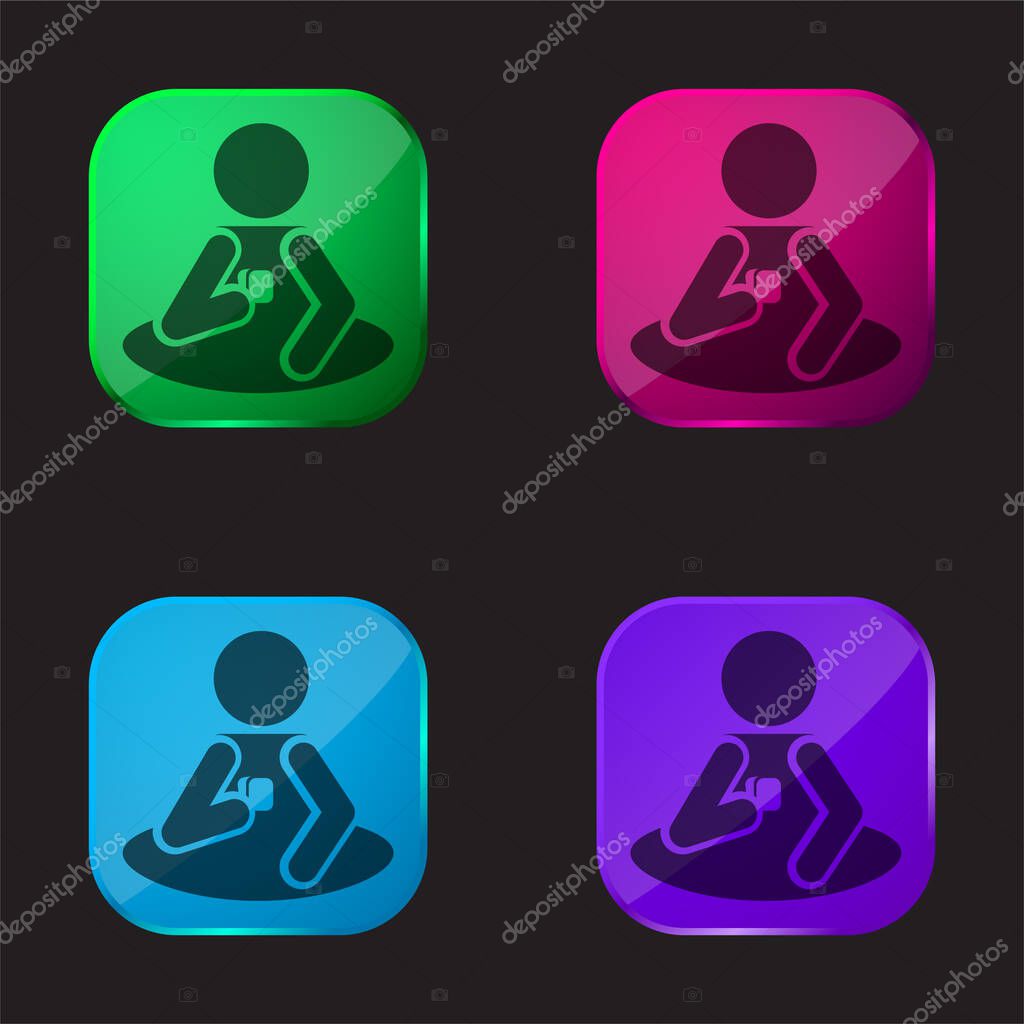 Bridge four color glass button icon