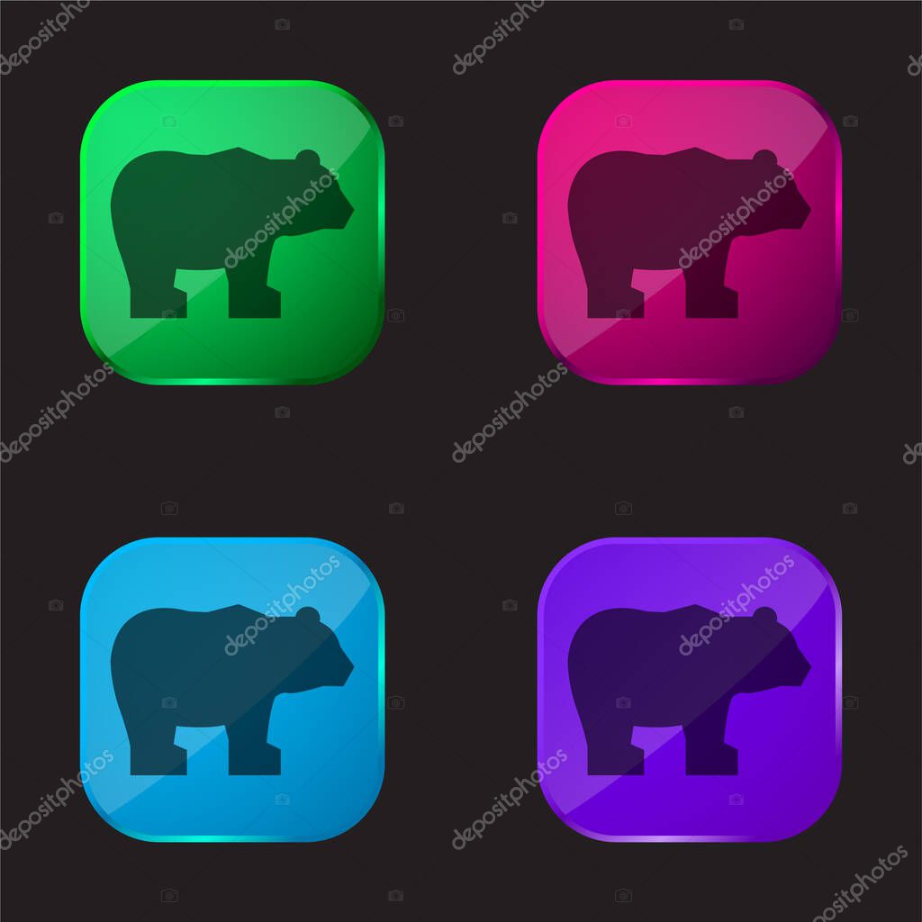 Bear four color glass button icon