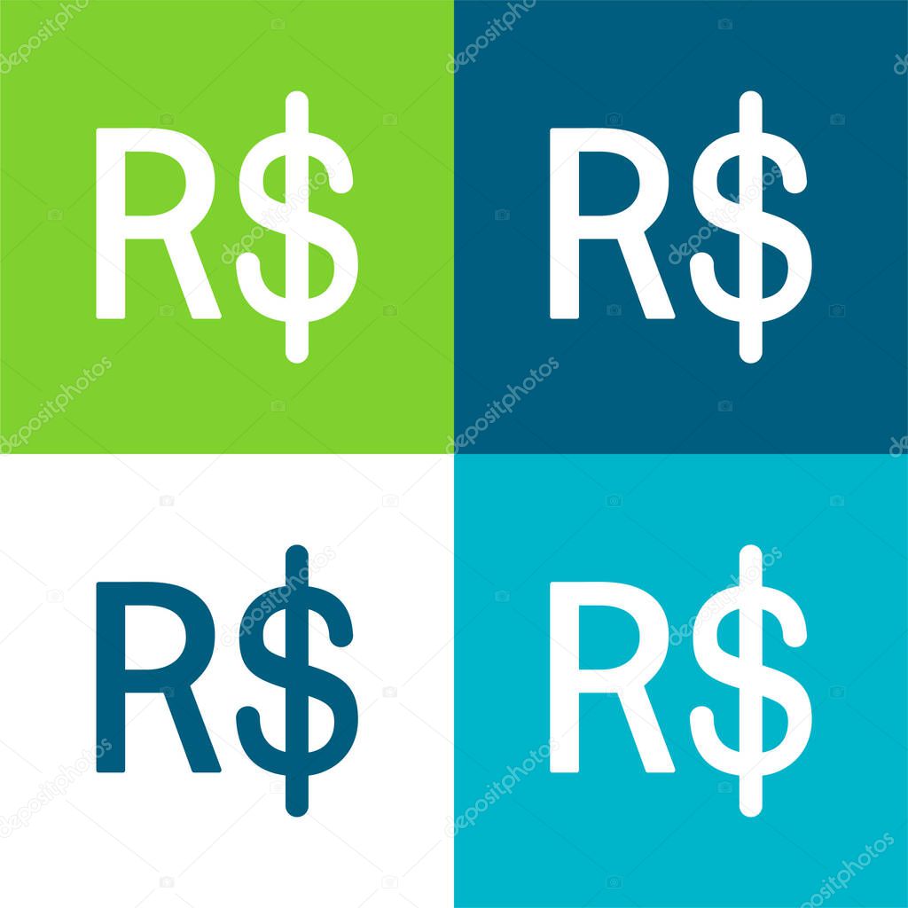 Brazil Real Symbol Flat four color minimal icon set