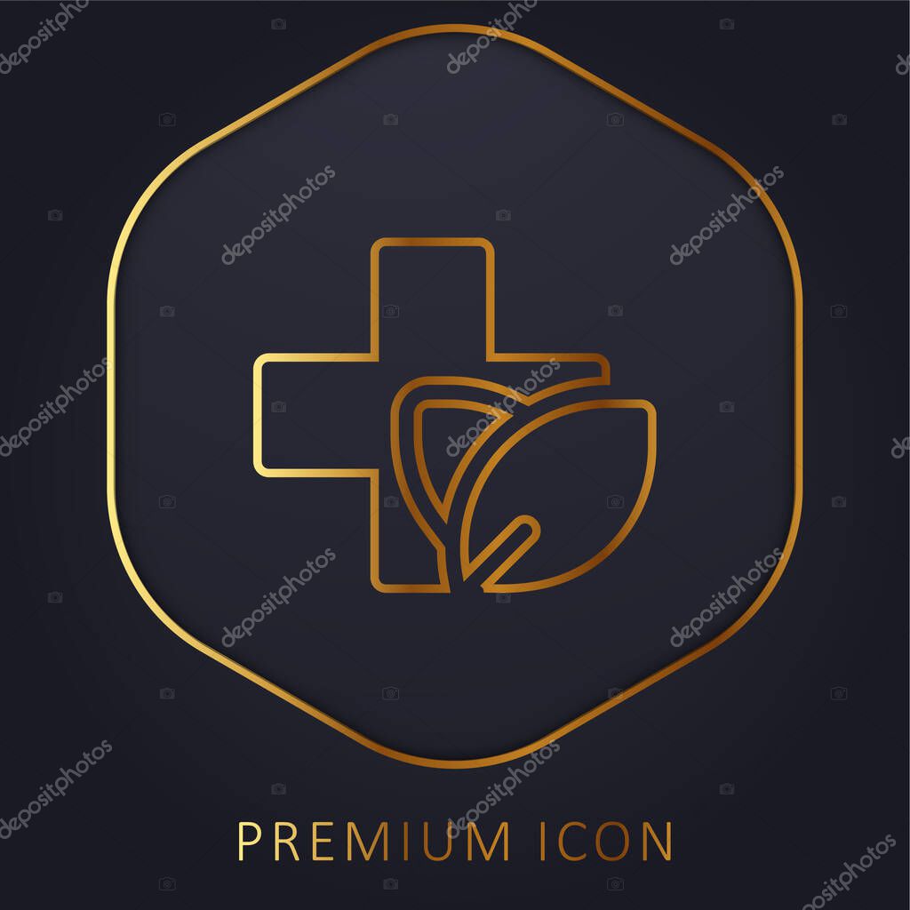 Alternative Medicine golden line premium logo or icon