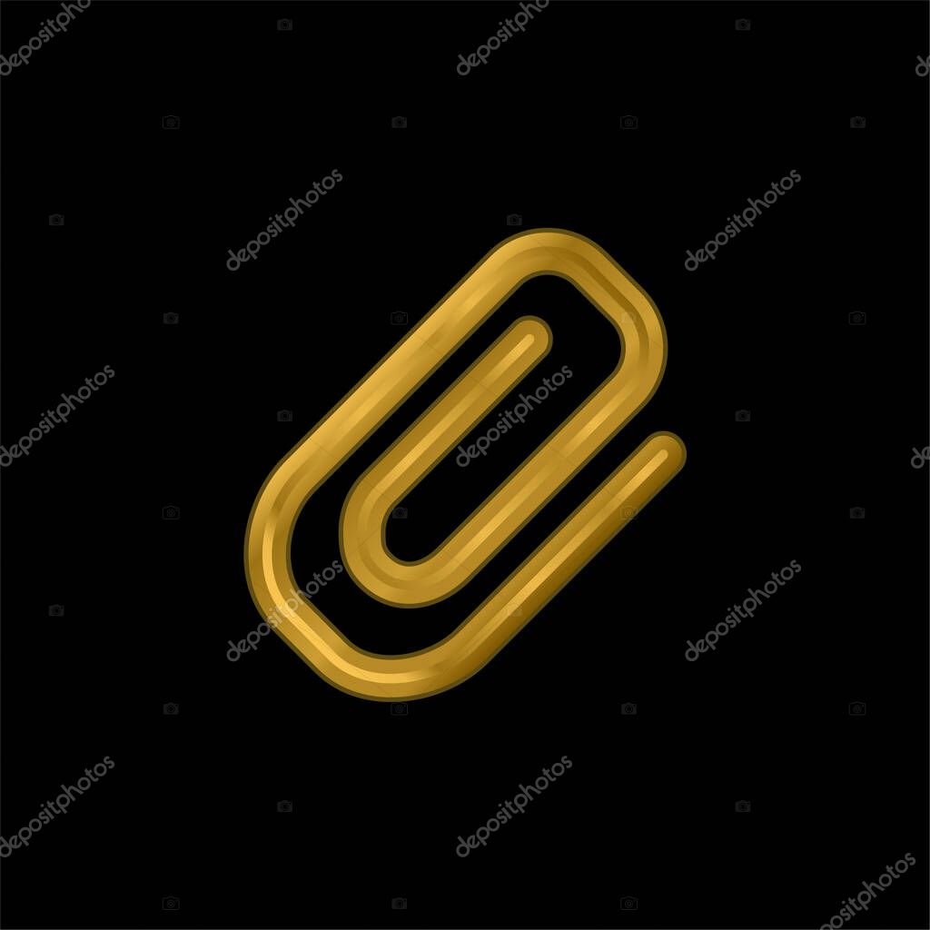 Attachment Diagonal Symbol Of A Paperclip gold plated metalic icon or logo vector