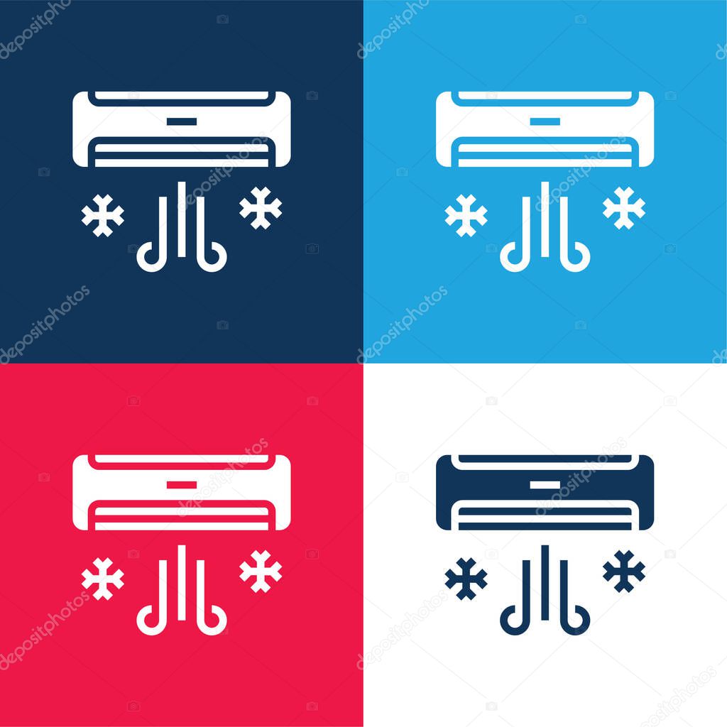 Air Conditioner blue and red four color minimal icon set