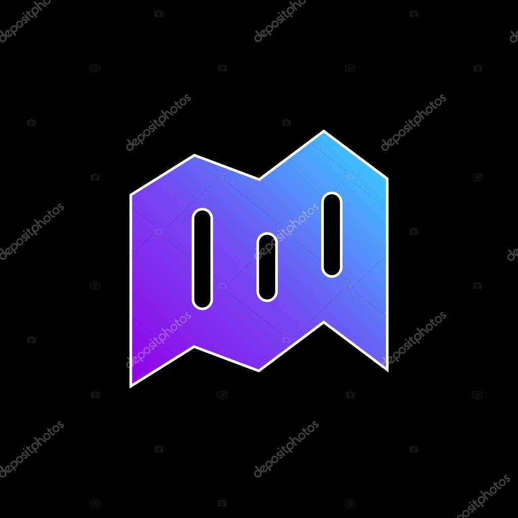 Black Map Folded Paper Symbol blue gradient vector icon