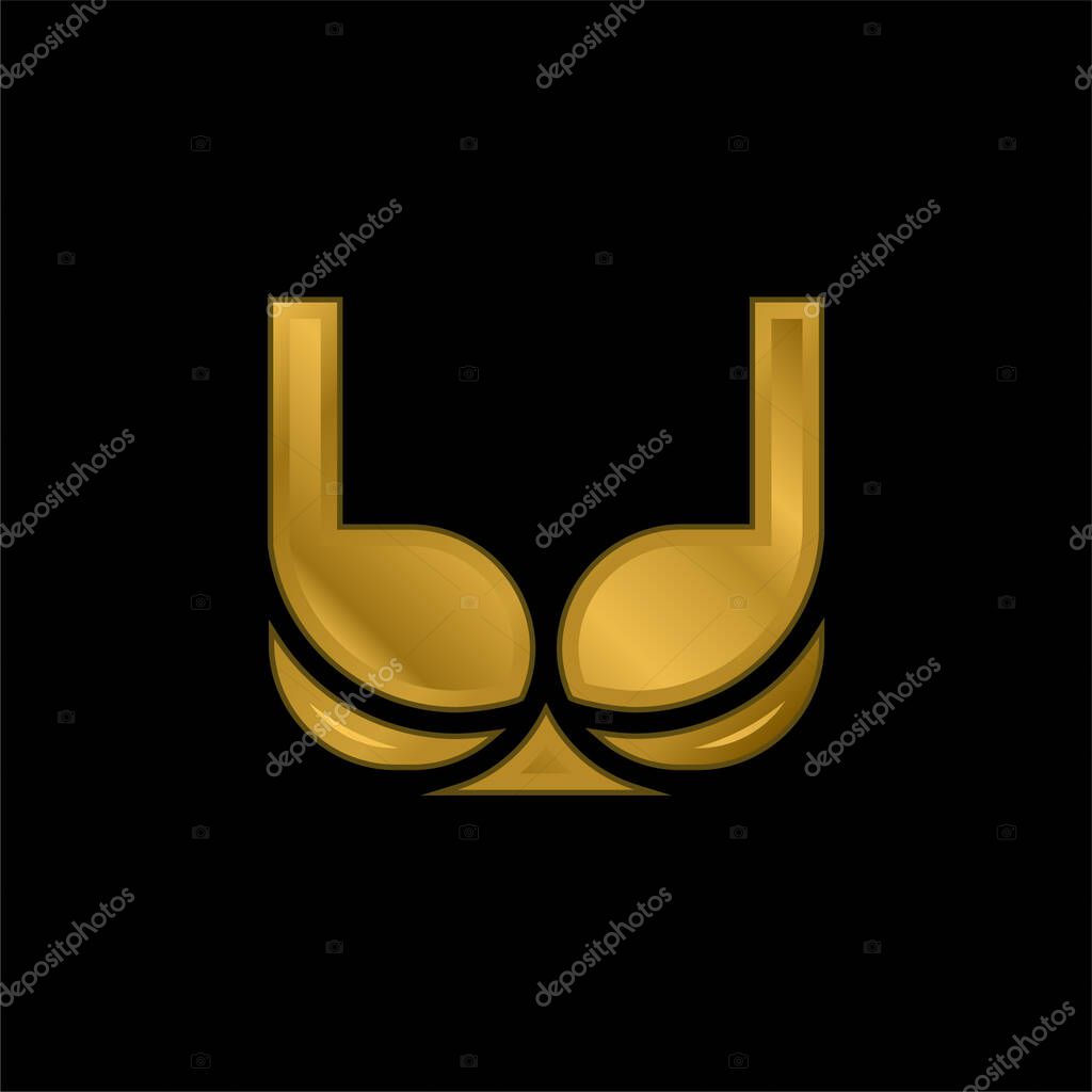 Bra gold plated metalic icon or logo vector