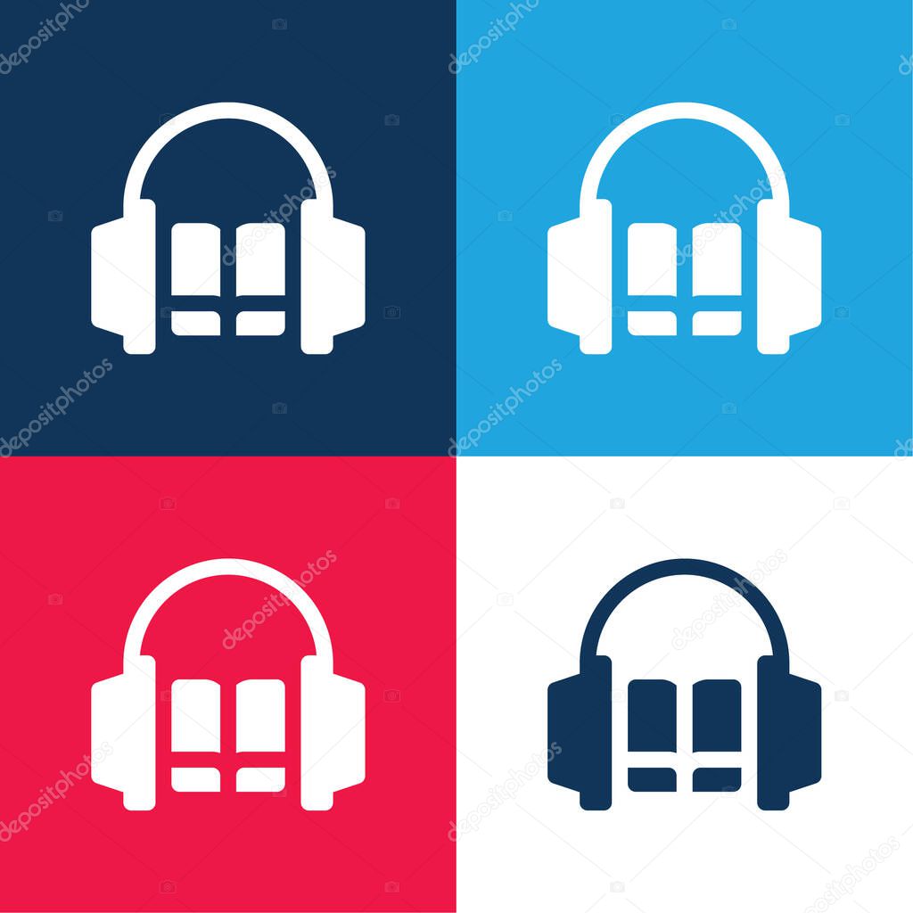 Audiobook blue and red four color minimal icon set