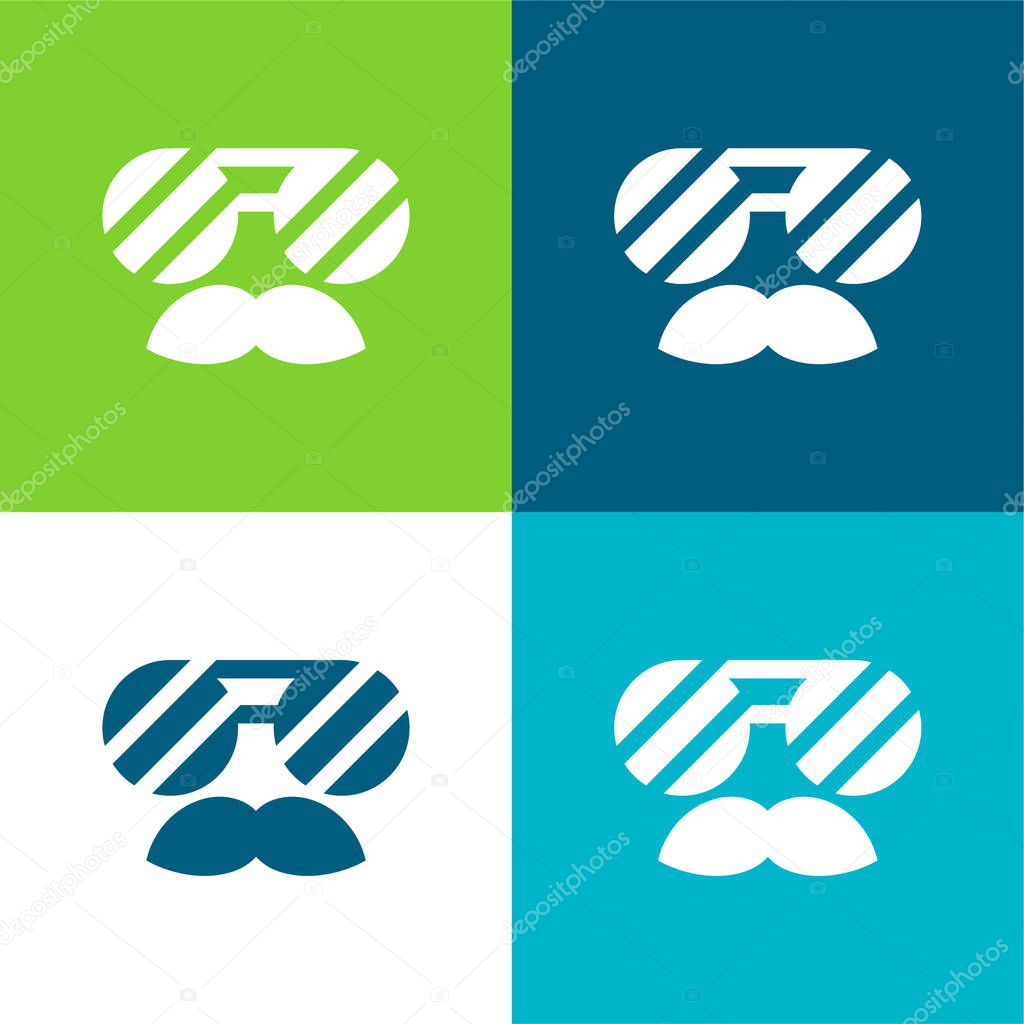 Beard Flat four color minimal icon set