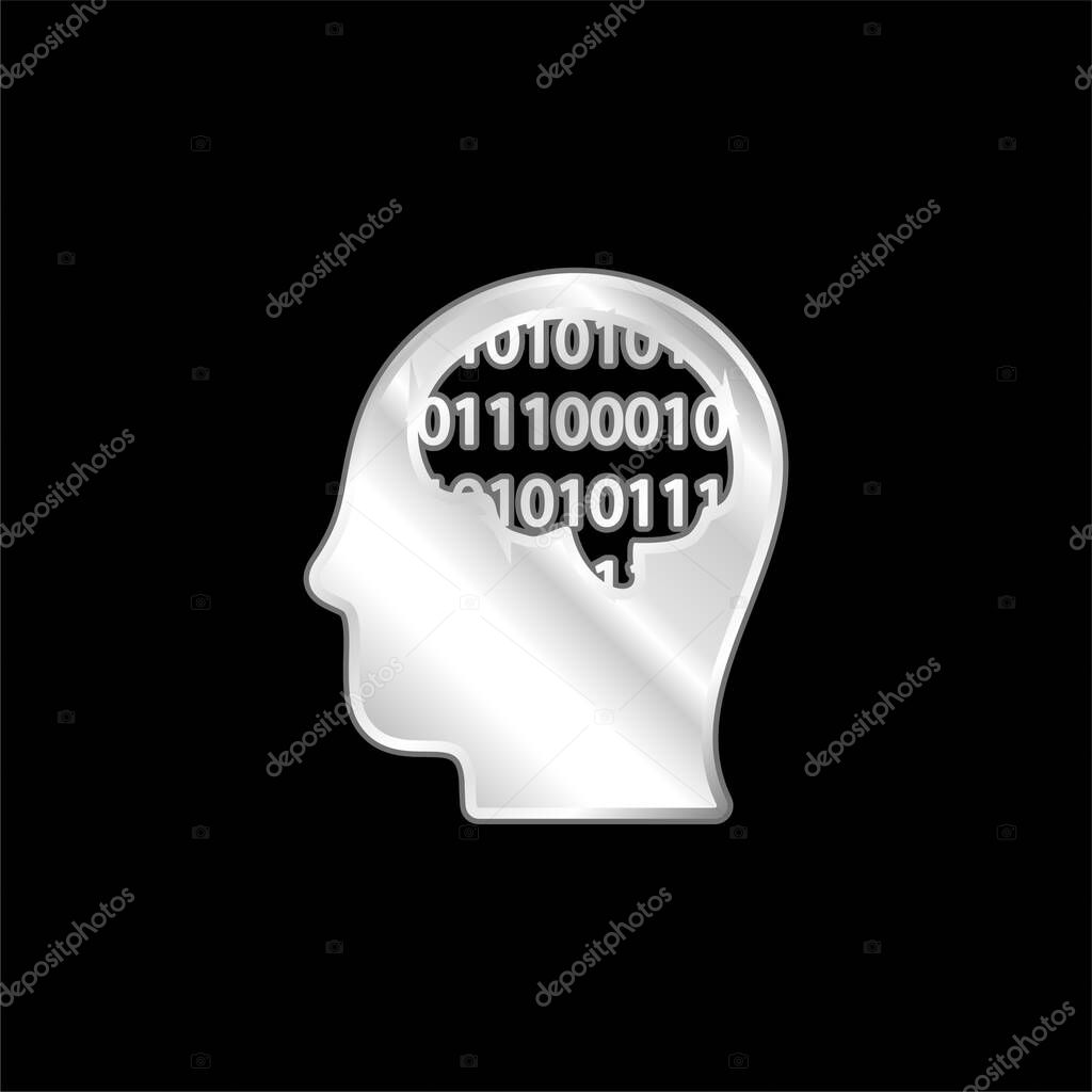 Binary Thinking silver plated metallic icon