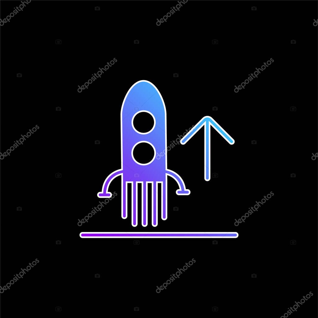 Ascending Rocket Ship blue gradient vector icon