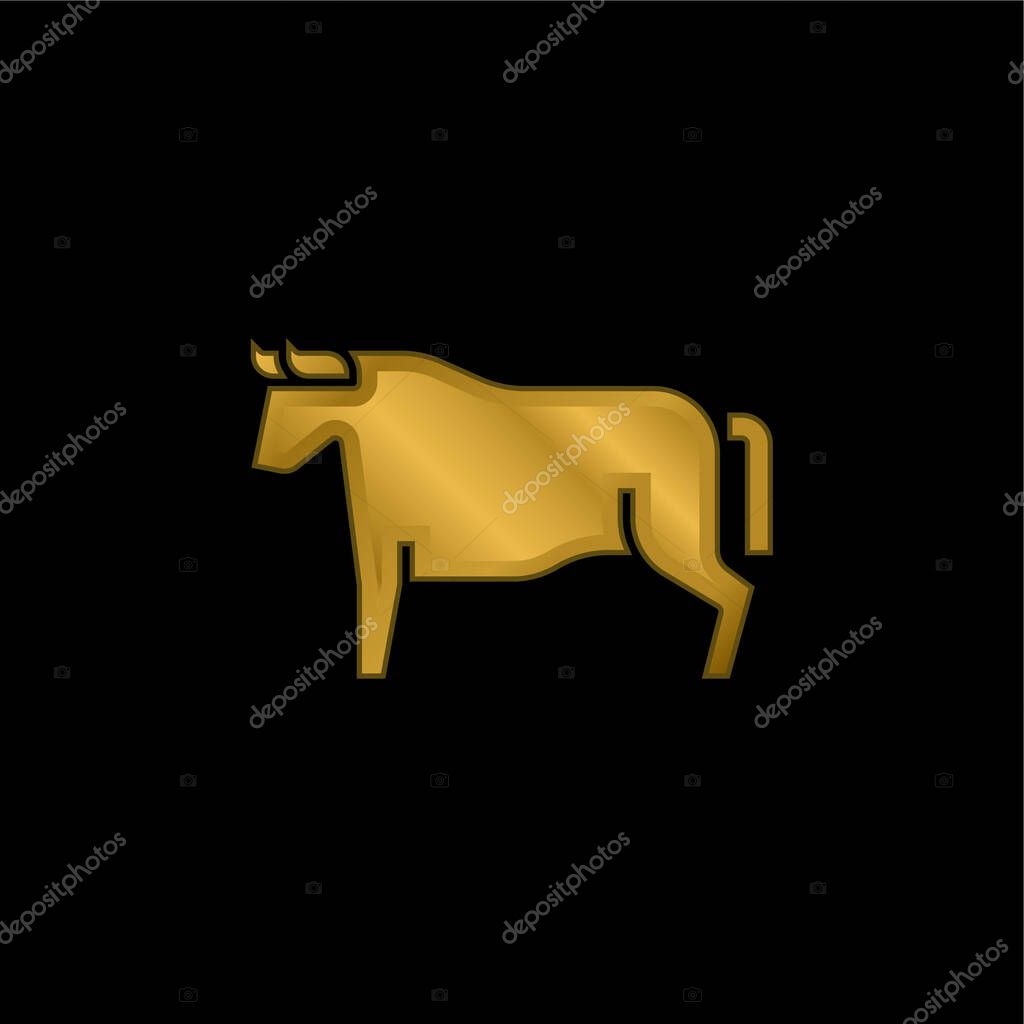 Beef gold plated metalic icon or logo vector