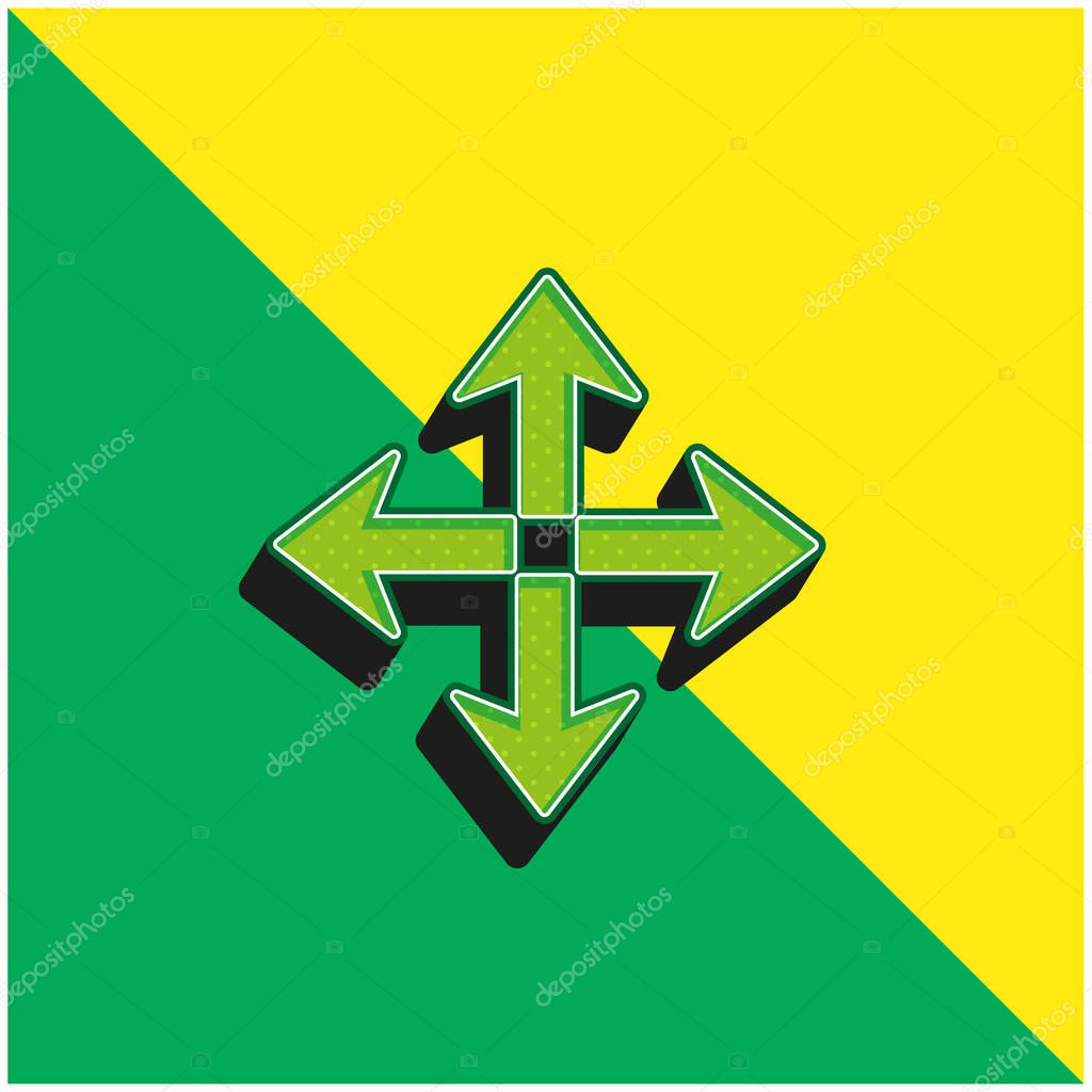 Arrow Spread Symbol Green and yellow modern 3d vector icon logo